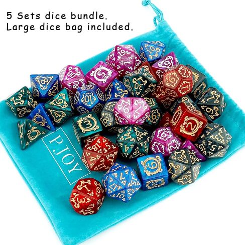 PJOY DND Dice Set Bulk 5 Sets Polyhedral D&D Dice 35pcs for Dungeons and Dragons Role Playing Games TTRPG DND Gifts Stocking Stuffers Dados in Saudi Arabia
