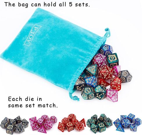 PJOY DND Dice Set Bulk 5 Sets Polyhedral D&D Dice 35pcs for Dungeons and Dragons Role Playing Games TTRPG DND Gifts Stocking Stuffers Dados in Saudi Arabia