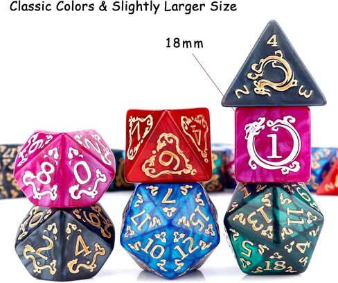 PJOY DND Dice Set Bulk 5 Sets Polyhedral D&D Dice 35pcs for Dungeons and Dragons Role Playing Games TTRPG DND Gifts Stocking Stuffers Dados in Saudi Arabia