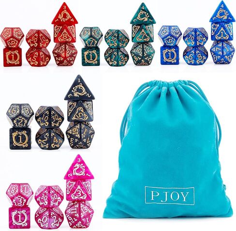 PJOY DND Dice Set Bulk 5 Sets Polyhedral D&D Dice 35pcs for Dungeons and Dragons Role Playing Games TTRPG DND Gifts Stocking Stuffers Dados in Saudi Arabia