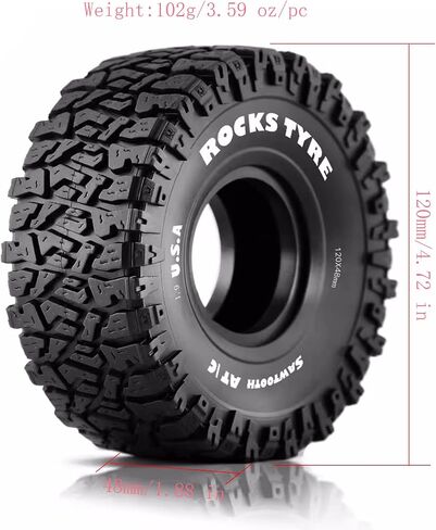 Lifehead 1.9inch Rubber Tires for 1/10 RC Crawler Car TRAXXAS TRX4 Axial SCX10 90046 90047 SCX10 III AXI03007 Tamiya CC01 D90 D110 YK4102/4.7" Outer Diameter in Saudi Arabia