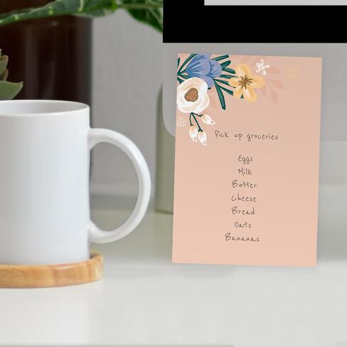 Simple Floral Sticky Note Pad Assortment/Set of 5 Pastel Note Pads / 4" x 6" Botanical Sticky Note Pads / 50 Sheets Per Pad/Made in USA in Kuwait