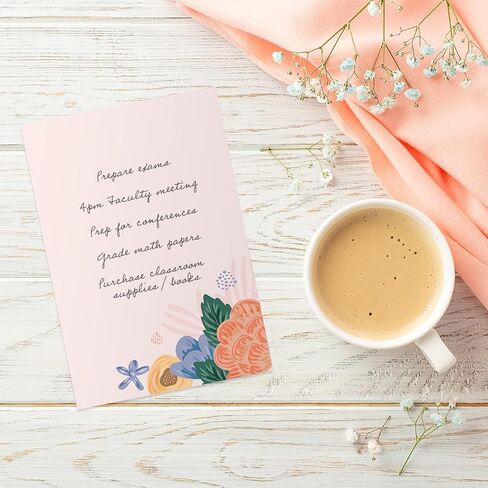 Simple Floral Sticky Note Pad Assortment/Set of 5 Pastel Note Pads / 4" x 6" Botanical Sticky Note Pads / 50 Sheets Per Pad/Made in USA in Kuwait
