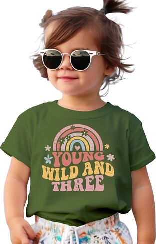 قميص عيد الميلاد الثالث الرائع بألوان قوس قزح من Young Wild Three للرضع والأطفال الصغار والبنات في عيد الميلاد الثالث in Saudi Arabia