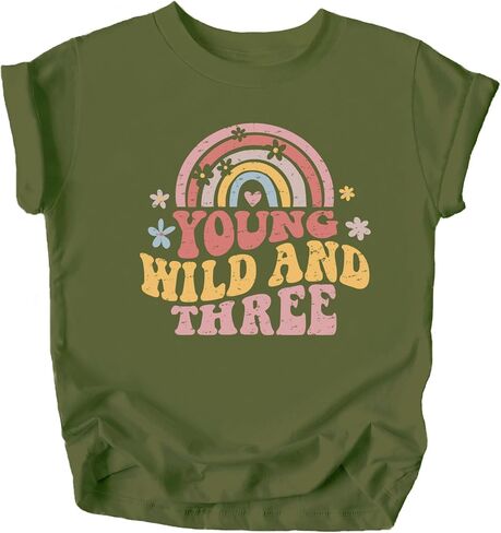 قميص عيد الميلاد الثالث الرائع بألوان قوس قزح من Young Wild Three للرضع والأطفال الصغار والبنات في عيد الميلاد الثالث in Saudi Arabia