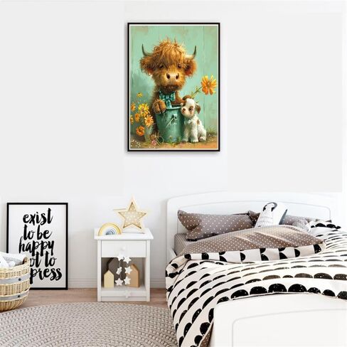 Highland Cow and Dog Paint by Numbers Kit for Adults,Cute Animals Acrylic and Flowers Adult Paint by Number Kits on Canvas,Simple Paint by Numbers Kit for Beginners,Home Wall Decor,16x20Inch. in Saudi Arabia
