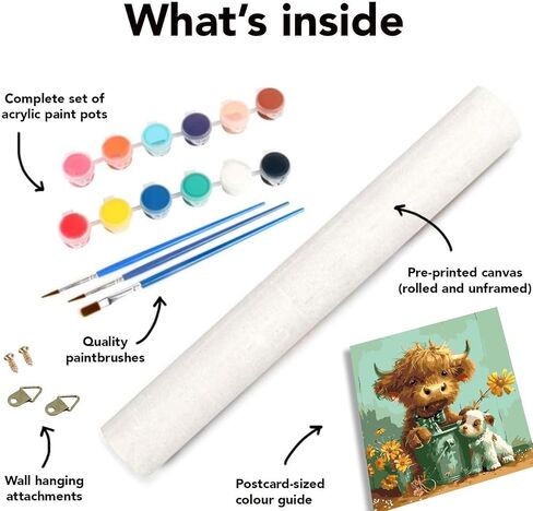 Highland Cow and Dog Paint by Numbers Kit for Adults,Cute Animals Acrylic and Flowers Adult Paint by Number Kits on Canvas,Simple Paint by Numbers Kit for Beginners,Home Wall Decor,16x20Inch. in Saudi Arabia