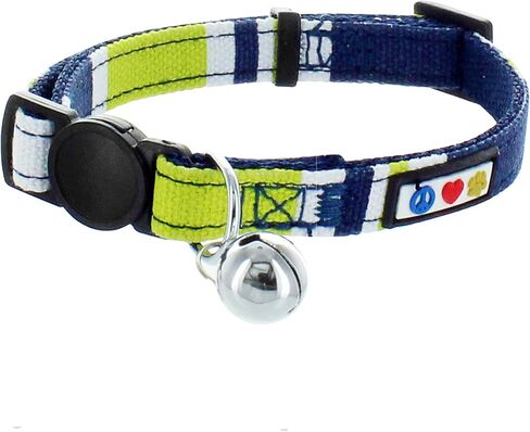 Pawtitas Pet Multicolor Cat Collar with Safety Buckle and Removable Bell Cat Collar Kitten Collar Teal/Pink/Purple Cat Collar in Kuwait