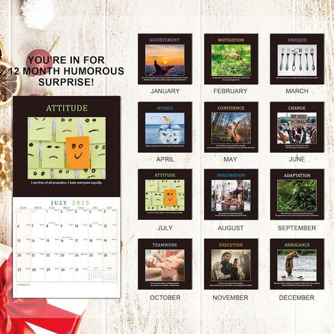 Demotivational Calendar 2025-12"x12" HD Snarky Calendar 2025, Funny Calendar 2025, Gag Gifts, Secret Santa Gifts, Sarcastic Gifts for Coworkers, Useful White Elephant Gifts for Adults in Saudi Arabia