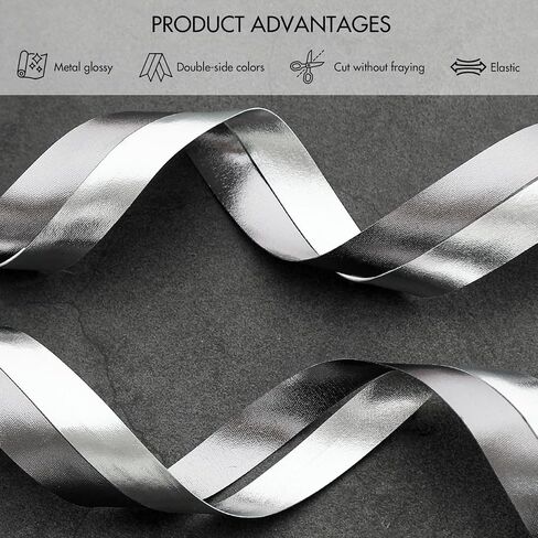 Pretty Jolly Silver Metal Glossy Ribbon for Gift Wrapping Handmade Bright Fabric Glitter Ribbon for Flower Bouquet Double Sided Sparkly Ribbons for DIY Crafts Wedding Invitations 2 Inch 20Yds in Kuwait