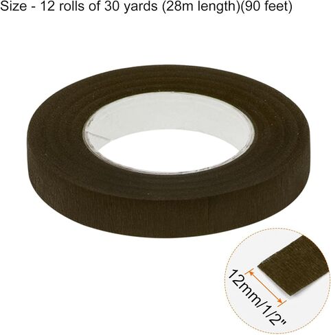 HARFINGTON 12 Rolls Floral Tapes 1/2 Inch 30 Yards Flower Adhesive Waterproof Tape for Floral Arranging Wedding Bouquet Wrap Craft Florist Tape, Dark Red in Saudi Arabia