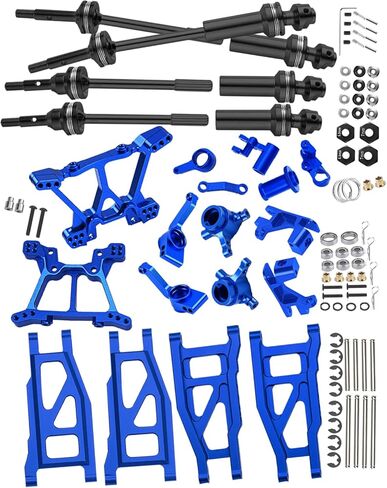 RC Upgrades Part for 1/10 Slash Stampede 4x4 (VXL),Alloy Front Rear Suspension Arm,Driveshaft,Caster Block,Steering Blocks,Rear Stub Axle Carriers,Shock Tower Set,Hex Hub Adapters,Navy Blue in Kuwait