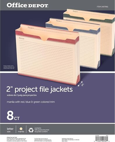 سترات Office Depot® Brand Notes، توسيع 2 بوصة، حجم الحروف، ألوان متنوعة، حزمة من 8 سترات in Kuwait