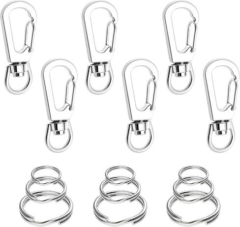 6 Pcs 1.6 inch Dog Tag Clips for Collar, Replaceable Dog ID Name Tag Ring Clip Dog Tag Attachment Clip Pet tag Quick Clip Clips Rings for Pet Collar and 9 Pcs Key Ring Clips Accessories in Saudi Arabia