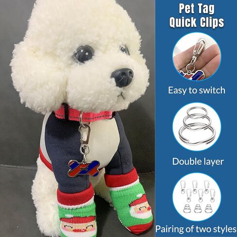 6 Pcs 1.6 inch Dog Tag Clips for Collar, Replaceable Dog ID Name Tag Ring Clip Dog Tag Attachment Clip Pet tag Quick Clip Clips Rings for Pet Collar and 9 Pcs Key Ring Clips Accessories in Saudi Arabia