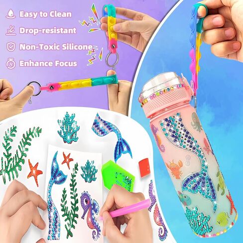 LADFAR Decorate Your Own Water Bottle Kits for Girls Age 4-6-8-10,Mermaid Painting Crafts,Fun Arts and Crafts Gifts Toys for Girls Birthday Christmas Unicorn in Saudi Arabia