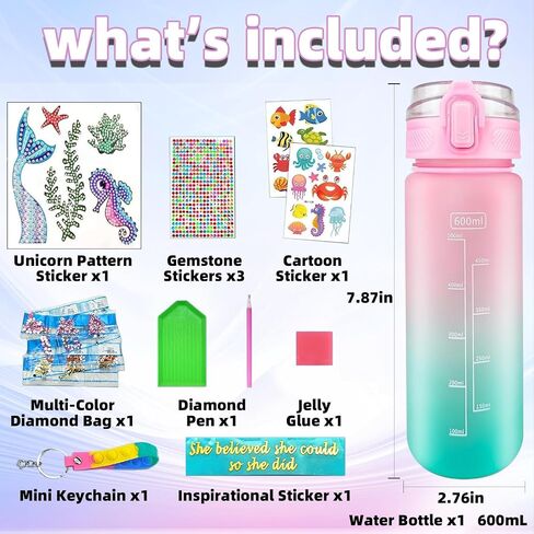 LADFAR Decorate Your Own Water Bottle Kits for Girls Age 4-6-8-10,Mermaid Painting Crafts,Fun Arts and Crafts Gifts Toys for Girls Birthday Christmas Unicorn in Saudi Arabia