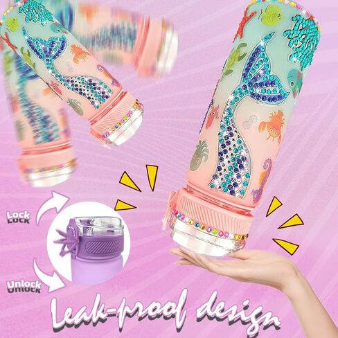 LADFAR Decorate Your Own Water Bottle Kits for Girls Age 4-6-8-10,Mermaid Painting Crafts,Fun Arts and Crafts Gifts Toys for Girls Birthday Christmas Unicorn in Saudi Arabia