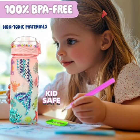 LADFAR Decorate Your Own Water Bottle Kits for Girls Age 4-6-8-10,Mermaid Painting Crafts,Fun Arts and Crafts Gifts Toys for Girls Birthday Christmas Unicorn in Saudi Arabia