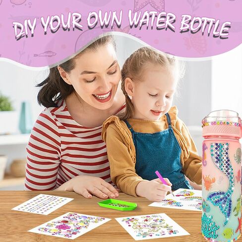 LADFAR Decorate Your Own Water Bottle Kits for Girls Age 4-6-8-10,Mermaid Painting Crafts,Fun Arts and Crafts Gifts Toys for Girls Birthday Christmas Unicorn in Saudi Arabia