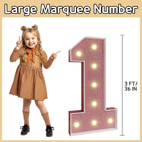 أرقام مضيئة من الذهب الوردي من imprsv 1، أرقام كتلة بطول 3 أقدام in Kuwait