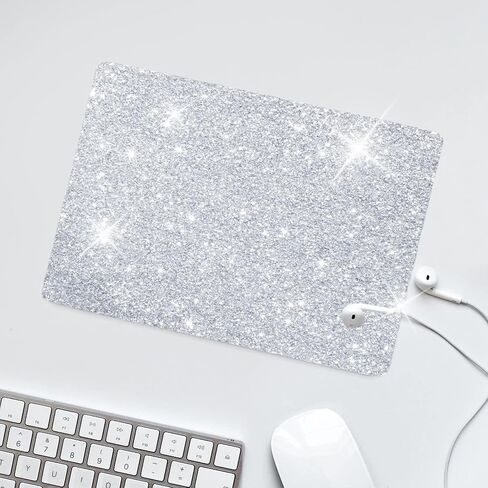 Mouse Pad Diamond Silver Glitter Sparkle Mousepad Bling Desk Accessories Gaming Bling Rubber Pads for Laptop, One Size in Saudi Arabia