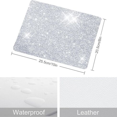 Mouse Pad Diamond Silver Glitter Sparkle Mousepad Bling Desk Accessories Gaming Bling Rubber Pads for Laptop, One Size in Saudi Arabia
