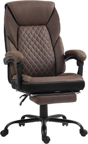 HOMCOM Executive Office Chair with Foot Rest, Ergonomic Desk Chair, Reclining Swivel Chair with High Back and Adjustable Height, Dark Brown in Saudi Arabia