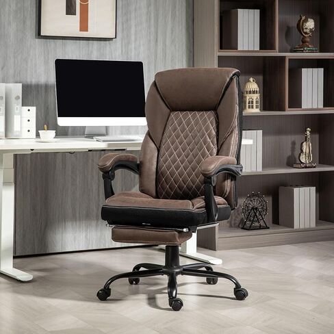 HOMCOM Executive Office Chair with Foot Rest, Ergonomic Desk Chair, Reclining Swivel Chair with High Back and Adjustable Height, Dark Brown in Saudi Arabia