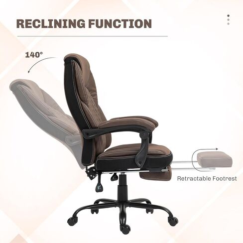 HOMCOM Executive Office Chair with Foot Rest, Ergonomic Desk Chair, Reclining Swivel Chair with High Back and Adjustable Height, Dark Brown in Saudi Arabia