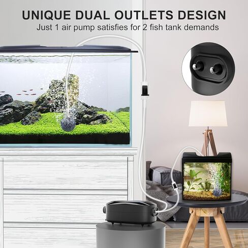 bedee 180GPH مضخة هواء قوية لحوض السمك 8 وات مضخة هواء صامتة لحوض السمك قابلة للتعديل لخزان الأسماك بسعة 20-200 جالون مضخة أكسجين لخزان مهوية أسماك كبيرة الحجم in Kuwait