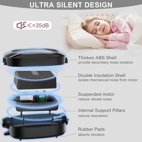 bedee 180GPH مضخة هواء قوية لحوض السمك 8 وات مضخة هواء صامتة لحوض السمك قابلة للتعديل لخزان الأسماك بسعة 20-200 جالون مضخة أكسجين لخزان مهوية أسماك كبيرة الحجم in Kuwait