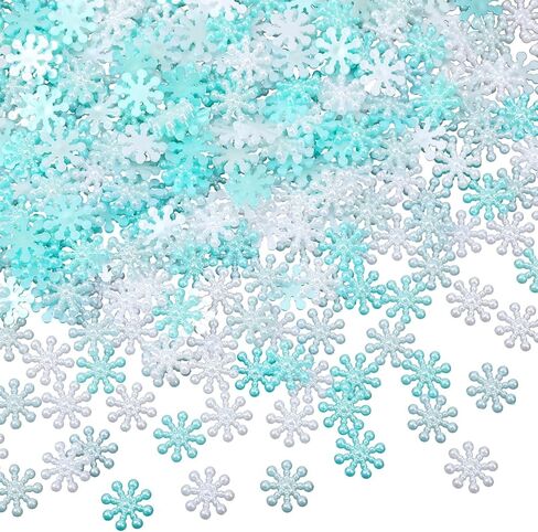NOVWANG Christmas Snowflakes Decorations, 300Pcs Glitter ABS Pearl Like Snowflakes Pure White Winter Party Table Confetti Decors Jewelry Embellishment Snowflakes for Craft DIY Gifts Garland Ornaments in Kuwait