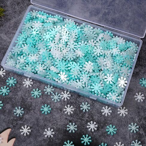 NOVWANG Christmas Snowflakes Decorations, 300Pcs Glitter ABS Pearl Like Snowflakes Pure White Winter Party Table Confetti Decors Jewelry Embellishment Snowflakes for Craft DIY Gifts Garland Ornaments in Kuwait