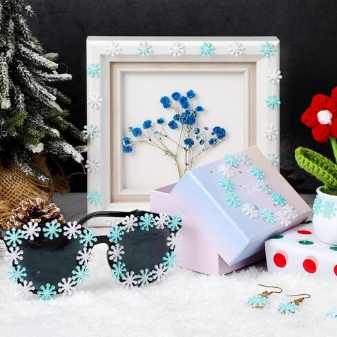 NOVWANG Christmas Snowflakes Decorations, 300Pcs Glitter ABS Pearl Like Snowflakes Pure White Winter Party Table Confetti Decors Jewelry Embellishment Snowflakes for Craft DIY Gifts Garland Ornaments in Kuwait