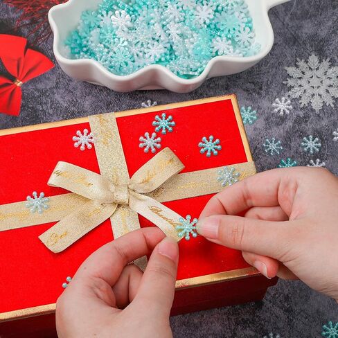 NOVWANG Christmas Snowflakes Decorations, 300Pcs Glitter ABS Pearl Like Snowflakes Pure White Winter Party Table Confetti Decors Jewelry Embellishment Snowflakes for Craft DIY Gifts Garland Ornaments in Kuwait