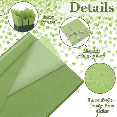 60 Sheets Dusty Blue Tissue Paper, 20x14 Inch Dusty Blue Gift Wrapping Tissue Navy Dusty Blue DIY Art Craft Tissue Paper for Vantage Wedding Birthday Party Decor (Dusty Blue) in Kuwait