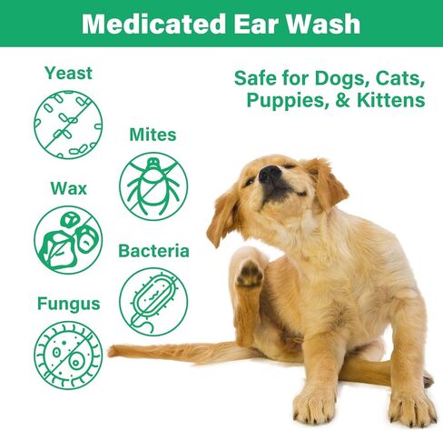 Ear Cleaner for Dogs and Cats,Dog Ear Infection Treatment for Itch Relief, Cleans The Ear Canal from Debris and Buildup Removes Wax, Odor with Aloe 4 Fl oz in Saudi Arabia