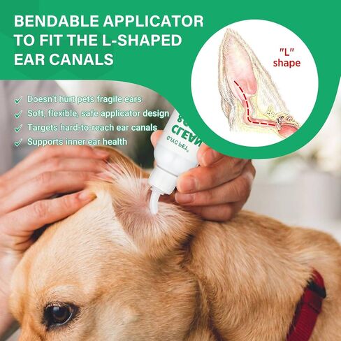 Ear Cleaner for Dogs and Cats,Dog Ear Infection Treatment for Itch Relief, Cleans The Ear Canal from Debris and Buildup Removes Wax, Odor with Aloe 4 Fl oz in Saudi Arabia
