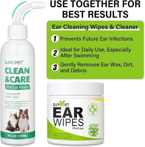 Ear Cleaner for Dogs and Cats,Dog Ear Infection Treatment for Itch Relief, Cleans The Ear Canal from Debris and Buildup Removes Wax, Odor with Aloe 4 Fl oz in Saudi Arabia