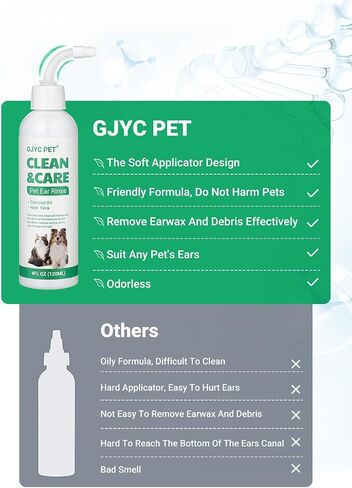 Ear Cleaner for Dogs and Cats,Dog Ear Infection Treatment for Itch Relief, Cleans The Ear Canal from Debris and Buildup Removes Wax, Odor with Aloe 4 Fl oz in Saudi Arabia