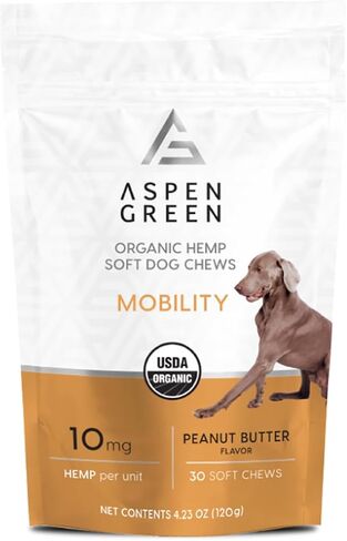 Aspen Green USDA Certified Organic Hemp Calming Chews for Dogs - Soft Dog Calming Treats May Support Dog Anxiety Relief (10mg Organic Hemp per 4g Chew - 30 Hemp Treats for Dogs per Bag) - Bacon Flavor in Saudi Arabia