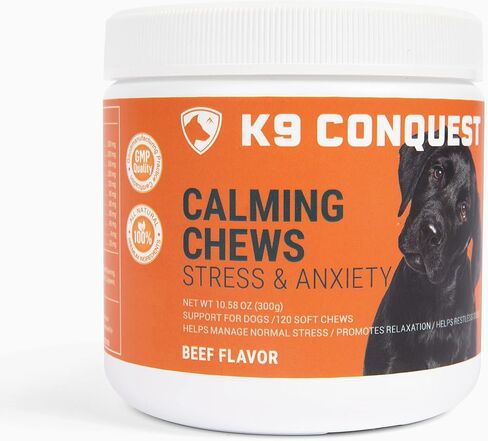 Calming Chews for Dogs - Anxiety Relief & Stress Reducer with Organic Hemp, Chamomile, Valerian Root, L-Tryptophan, Ginger Root & Melatonin - Anxiety and Stress Calming Treats for Dogs in Saudi Arabia