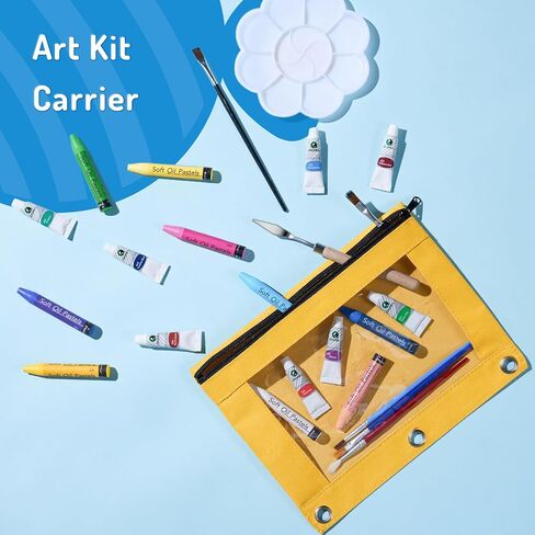 Forvencer Pencil Pouch for 3 Ring Binder, Binder Pencil Case with Smooth Zipper, Clear Window Pencil Case for Binder, Big Capacity 3 Ring Binder Pencil Bag with 3 Reinforced Grommets, Pink in Kuwait