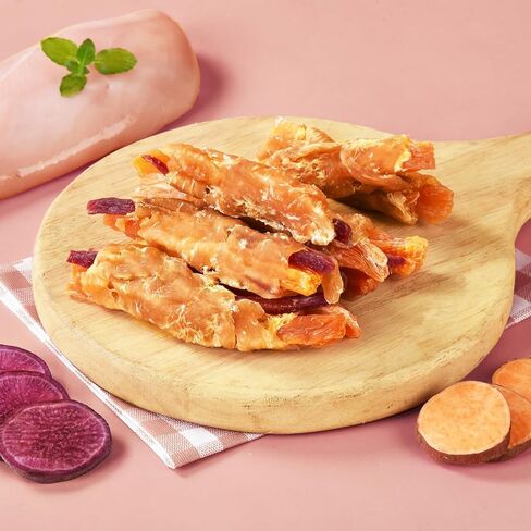 بطة مزدوجة أرجوانية من البطاطا الحلوة يعامل الكلب، صحية منخفضة الدهون للكلاب متشنج عالية البروتين تدريب الكلاب يعامل وجبات خفيفة للكلاب مطاطية للكلاب الصغيرة والمتوسطة والكبيرة 12-15 التهم in Kuwait