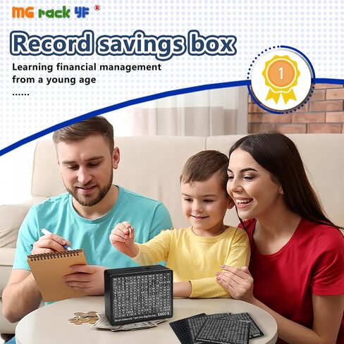Cash Vault Wooden Savings Box 10000-Money Saving Box with Counter|Kakeibo Money Box,Customizable Targets Piggy Bank|10000 Savings Challenge Box,Money Cash Box for Adults Kids (Black) in Saudi Arabia