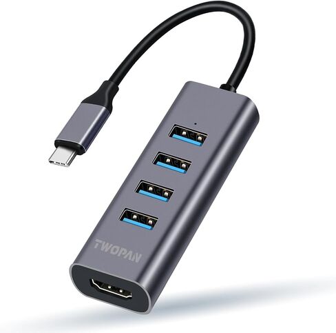 TWOPAN USB-C Hub with 4K HDMI, 4 USB 3.0 Ports, 5Gbps Data Transfer – Ultra-Compact Aluminum Adapter for MacBook, iPad Pro, XPS, Surface, ThinkPad & USB-C Laptops in Saudi Arabia