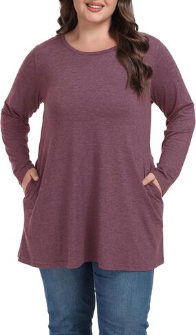 Shiaili Classic Plus Size Tunic Tops with Pockets Heather Long Shirt for Women in Saudi Arabia