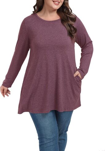 Shiaili Classic Plus Size Tunic Tops with Pockets Heather Long Shirt for Women in Saudi Arabia