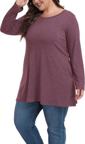 Shiaili Classic Plus Size Tunic Tops with Pockets Heather Long Shirt for Women in Saudi Arabia